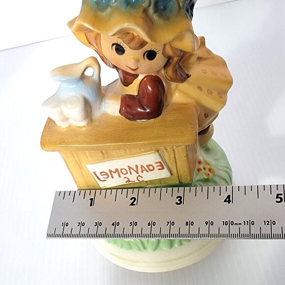 Bonnet Girl Lemonade Stand Rotating Music Box Vintage 70's Fred Roberts - Picture 7 of 9